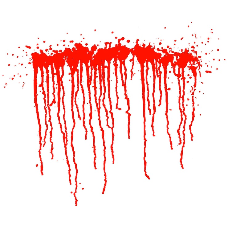 Vector goteo sangriento rojo aislado sobre fondo blanco salpicaduras de vino o salsa de pintura escarlata en la pared