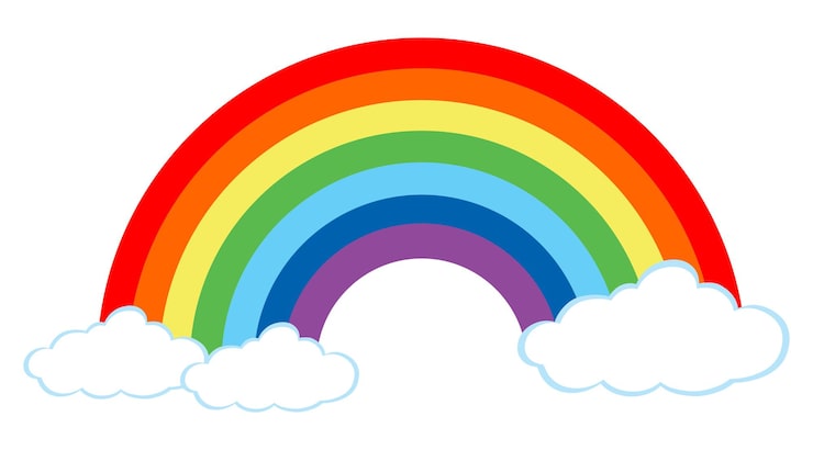 Vector un hermoso arco iris sobre un fondo blanco