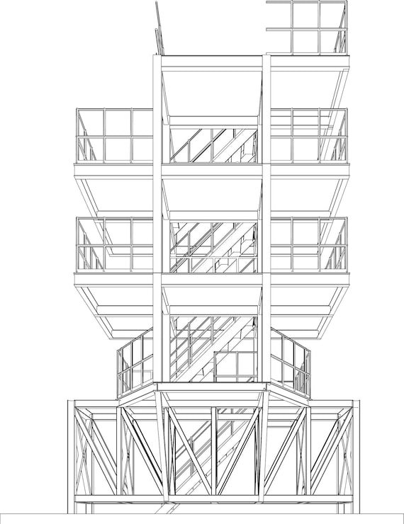 Vector ilustración en 3d de un edificio industrial