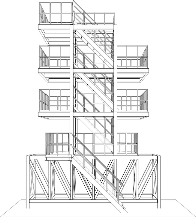 Vector ilustración en 3d de un edificio industrial