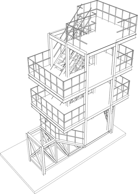 Vector ilustración en 3d de un edificio industrial
