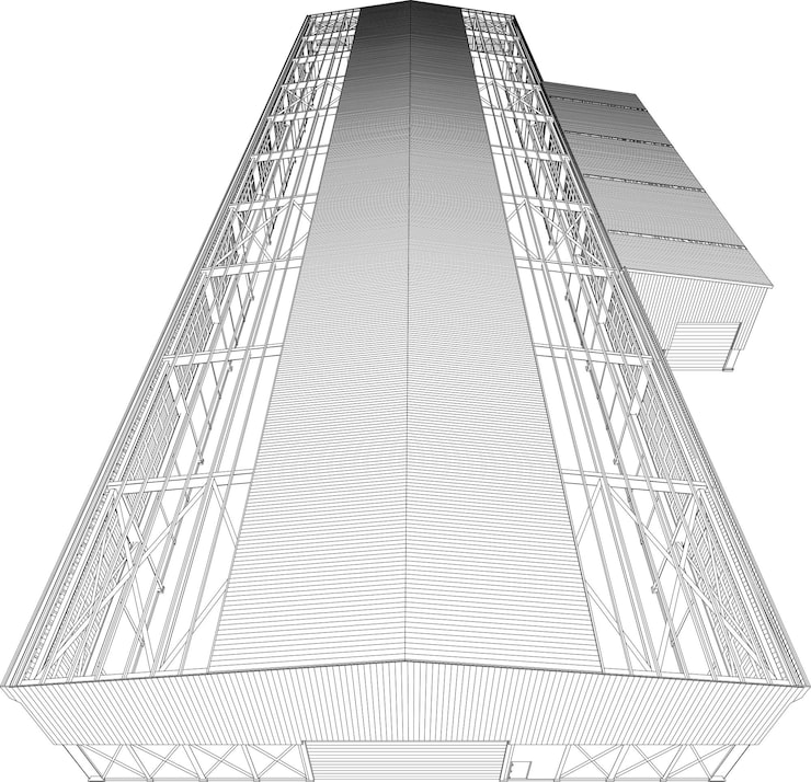 Vector ilustración en 3d de la estructura del edificio