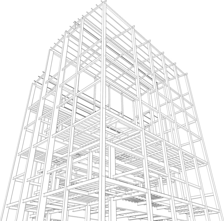 Vector ilustración en 3d de la estructura del edificio