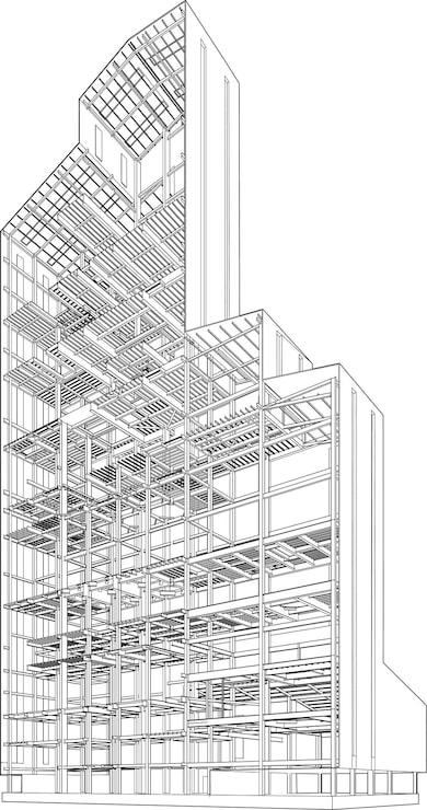 Vector ilustración arquitectónica de la estructura de acero