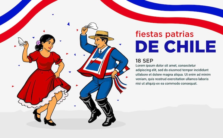 Vector ilustración de baile chileno para fondo de evento festivo