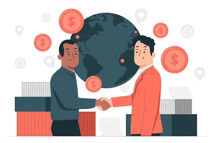 Vector ilustración del concepto de comercio internacional