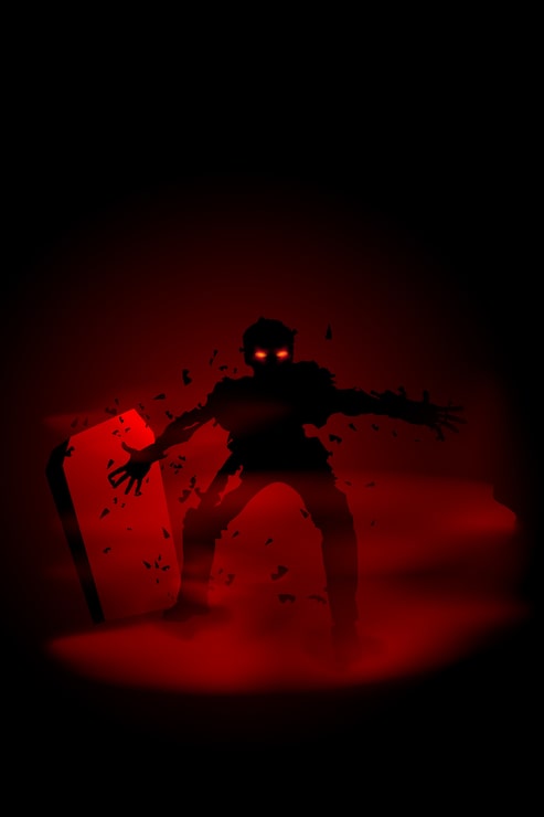 Vector ilustración espeluznante de zombie en el cementerio