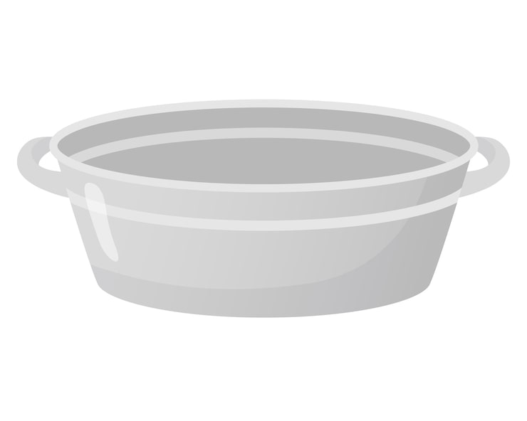 Vector ilustración de estilo plano de cuenca galvanizada de metal de hierro objeto de cocina de la granja de baños de sauna