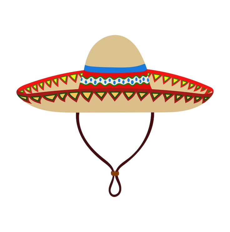 Vector ilustración de sombrero mexicano aislado sobre un fondo blanco