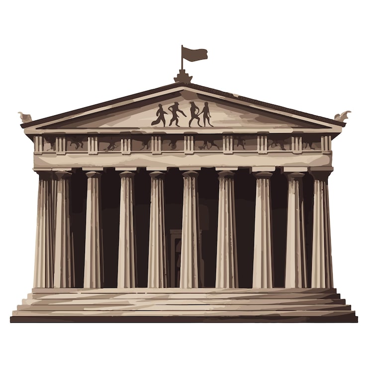 Vector ilustración del templo del partenón en tono sepia