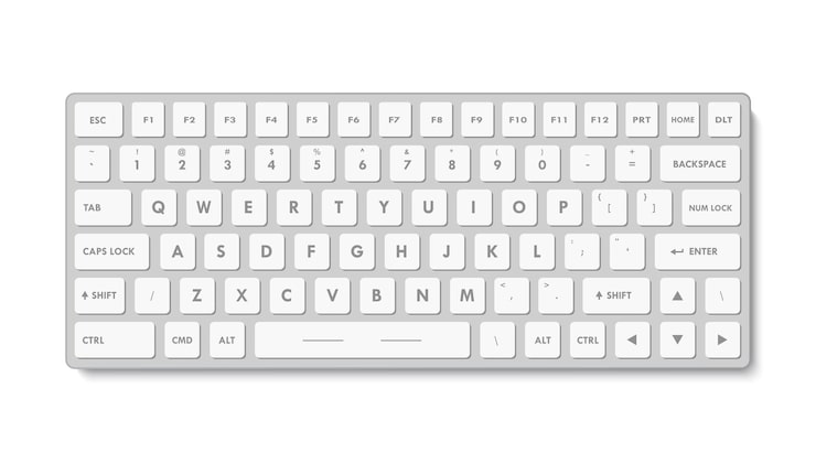 Vector ilustración vectorial aislada de teclado blanco realista