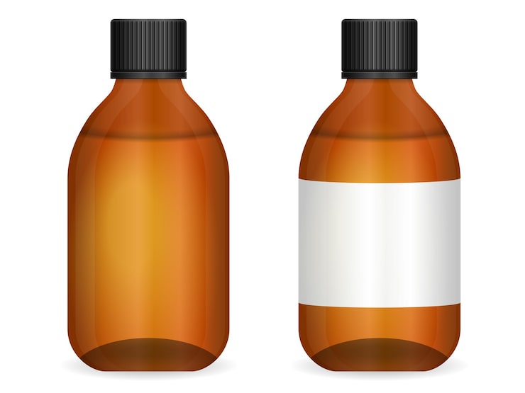 Vector juego de botellas médicas de vidrio
