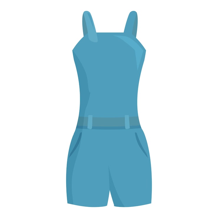 Vector jumpsuit de denim azul con cinturón para la moda de verano