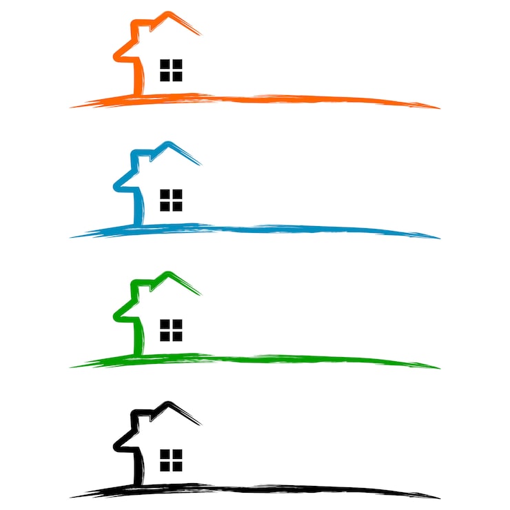 Vector logotipo de bienes inmuebles, logotipo de inicio