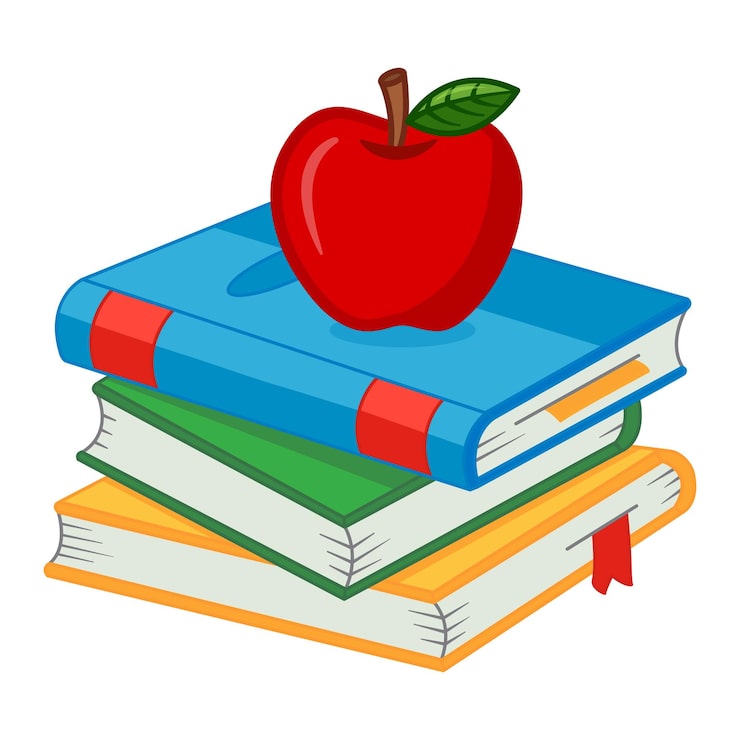 Vector manzana y libros