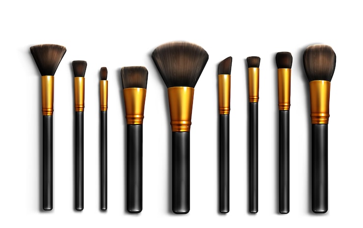Vector pegatinas de diseño de pinceles de maquillaje
