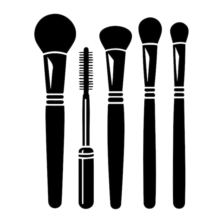Vector pinceles y herramientas de maquillaje ilustración de silueta