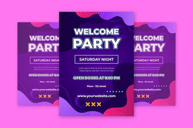 Plantilla de póster de fiesta de bienvenida degradado