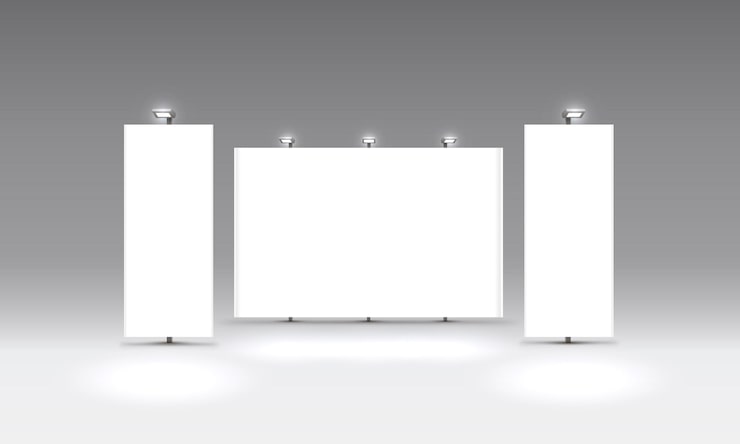 Vector podio de espectáculo de escena para presentaciones sobre el fondo gris. ilustración vectorial