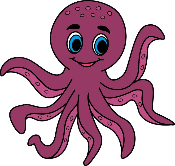 Vector pulpo de dibujos animados