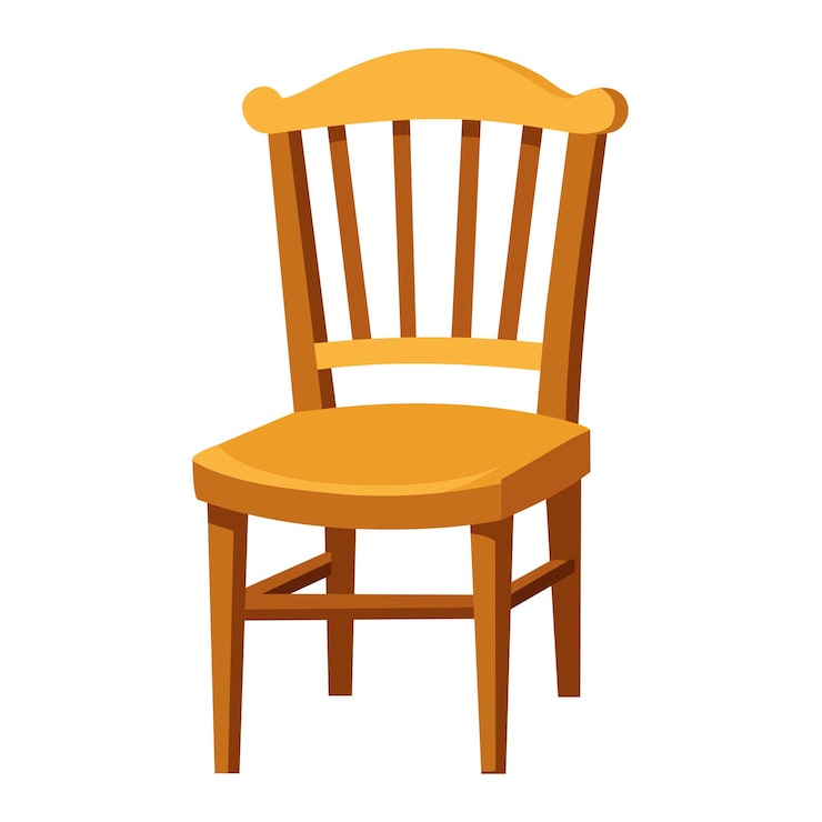Vector silla tradicional de madera sobre un fondo blanco