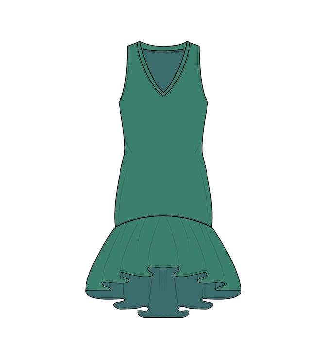 Vector vestido verde alto bajo sin mangas