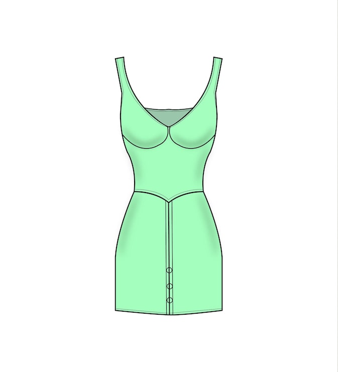 Vector un vestido verde con un cinturón verde que dice usarlo