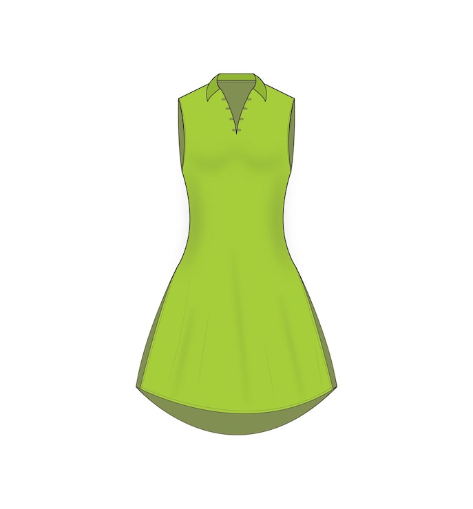Vector vestido verde sin mangas con cuello
