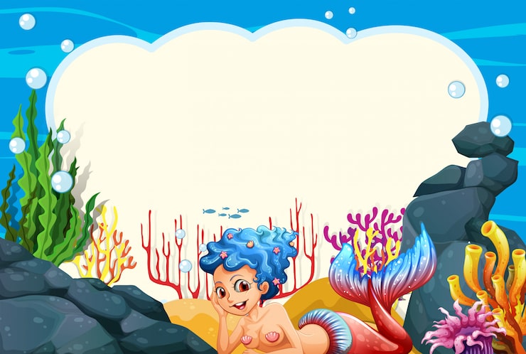 Vector Gratis adegan latar belakang bawah laut putri duyung