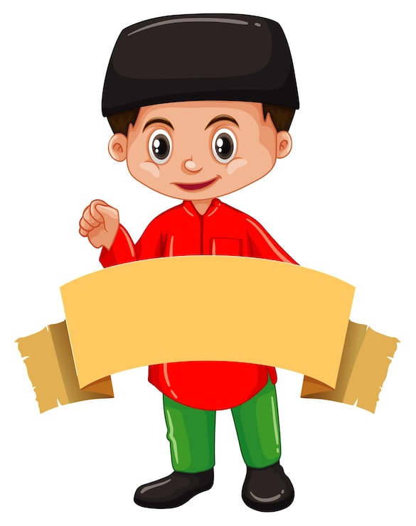 Vector Gratis anak laki-laki bahagia dan spanduk cokelat