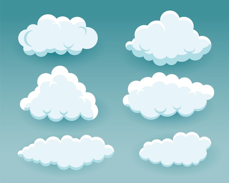 Vector Gratis awan kartun berbulu dengan berbagai bentuk