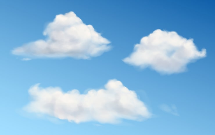 Vector Gratis awan putih berbulu di langit biru