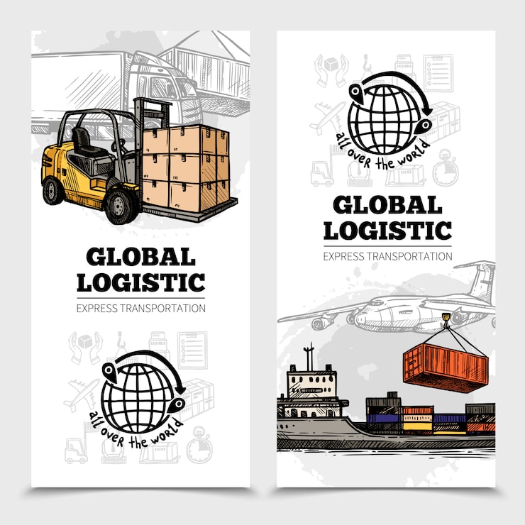 Vector Gratis banner vertikal logistik global