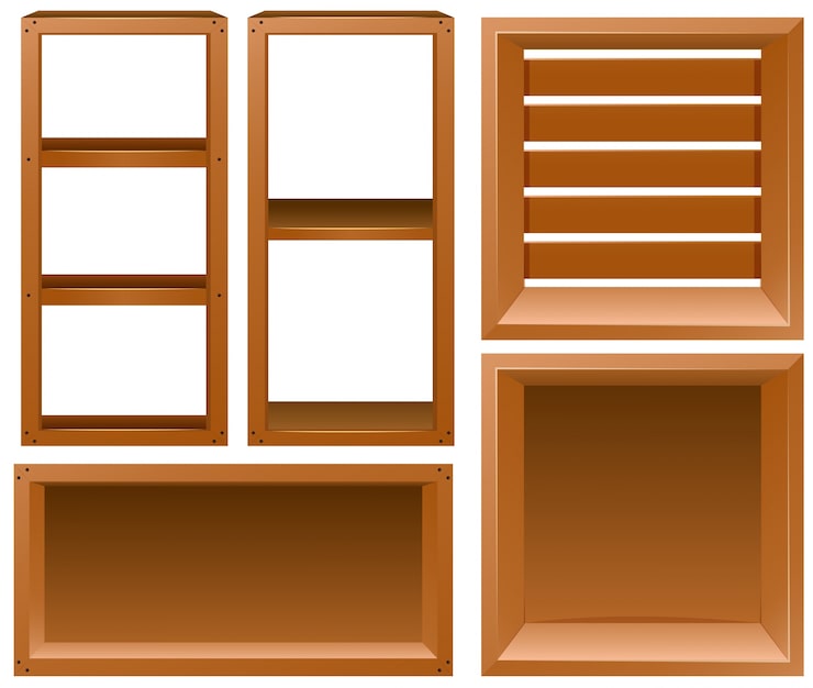 Vector Gratis berbagai desain rak kayu