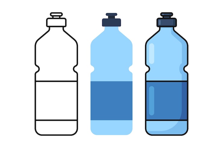 Vector Gratis botol air gaya garis datar dan terisi