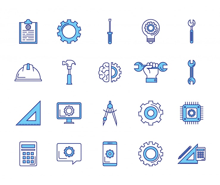 Vector Gratis bundel ikon set teknik