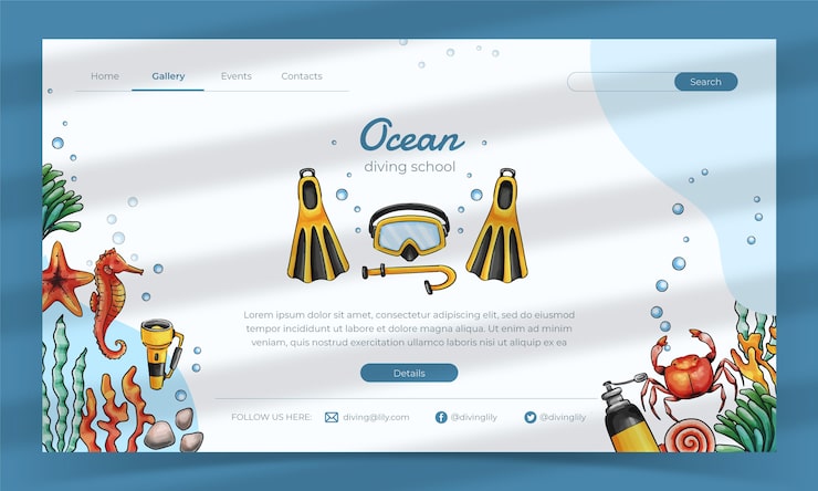 Vector Gratis desain datar halaman arahan menyelam