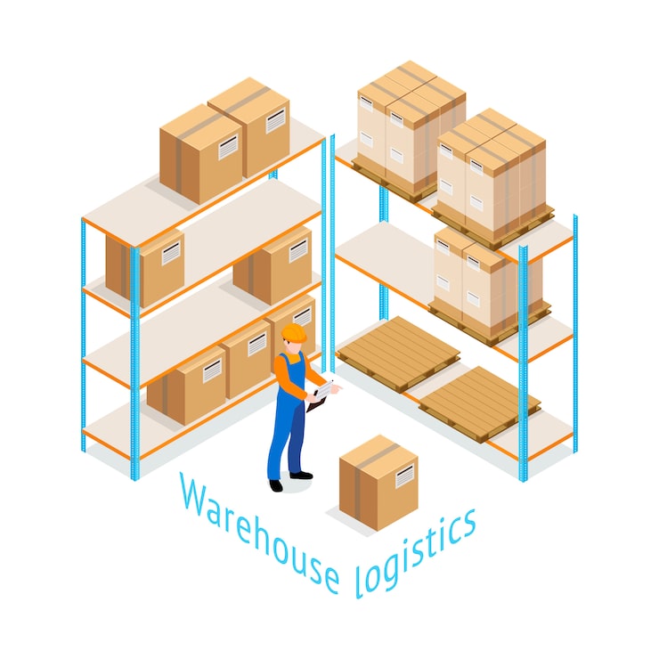 Vector Gratis desain isometrik logistik gudang