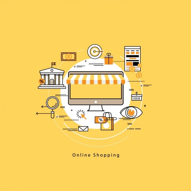 Vector Gratis desain latar belakang belanja online