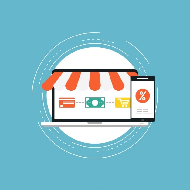 Vector Gratis desain latar belakang belanja online