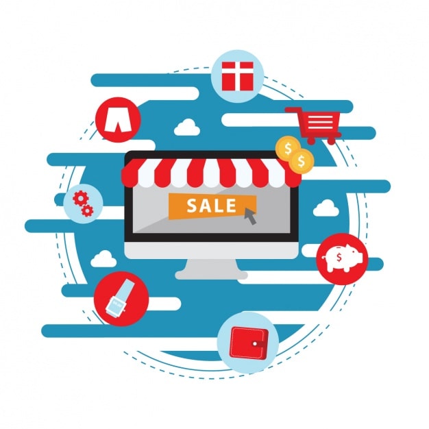 Vector Gratis desain latar belakang belanja online