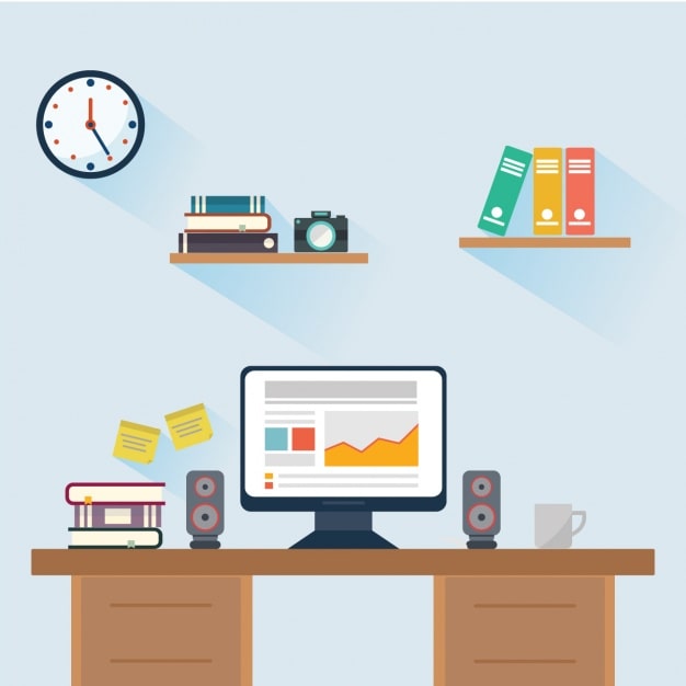 Vector Gratis desain latar belakang ruang kerja