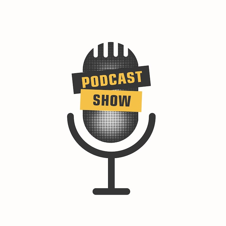 Vector Gratis desain logo mikrofon bicara acara radio podcast