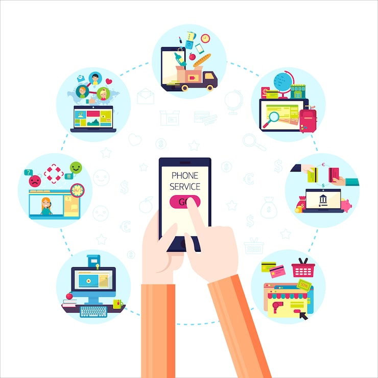 Vector Gratis elemen datar layanan telepon