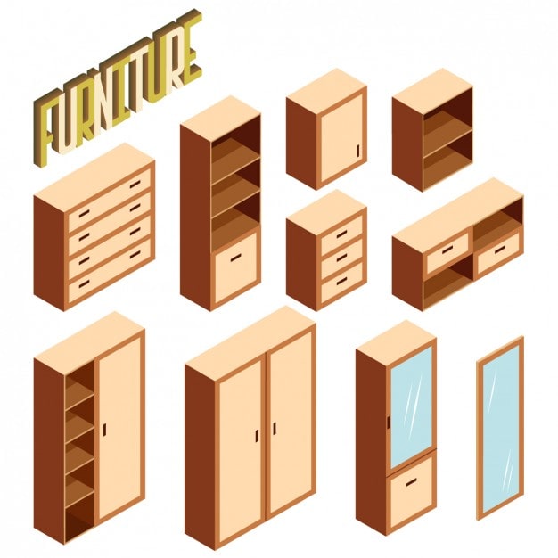 Vector Gratis furnitur dalam desain perspektif
