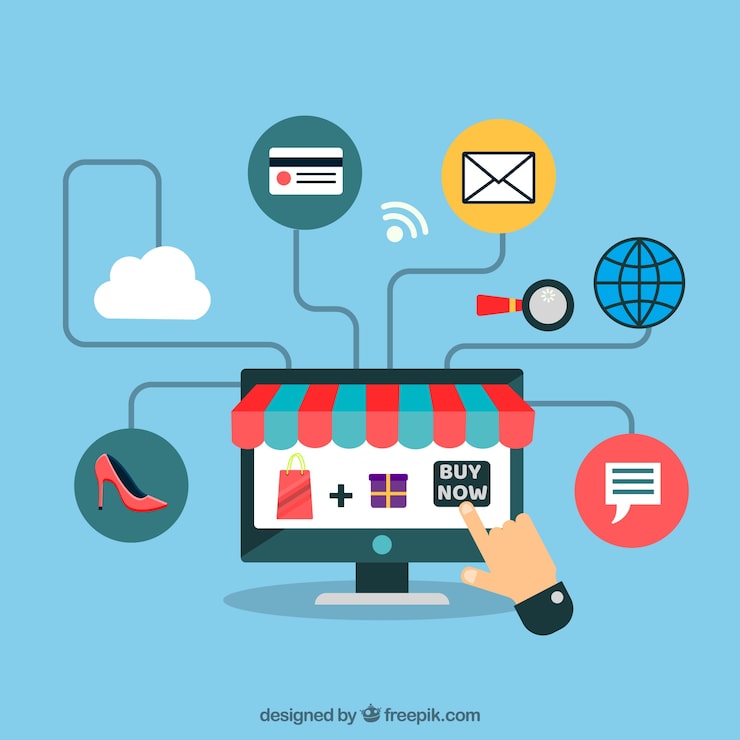 Vector Gratis ikon komputer, jari, dan belanja