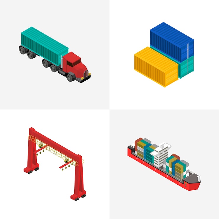 Vector Gratis ikon terisolasi industri bisnis logistik pada latar belakang