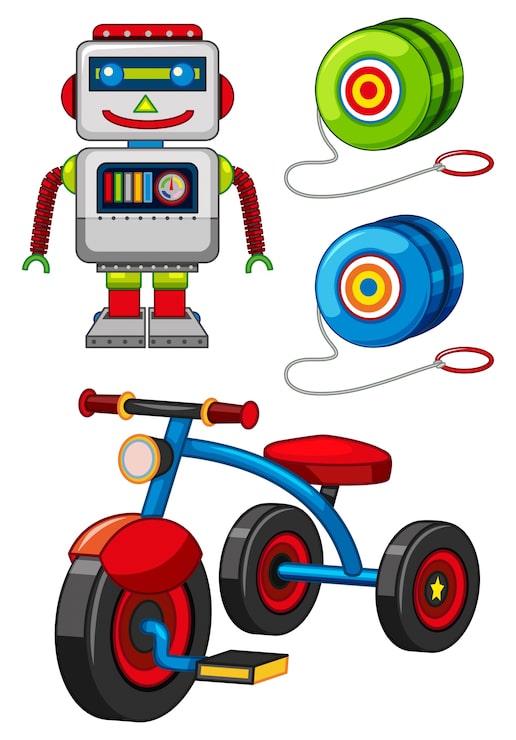 Vector Gratis ilustrasi banyak mainan di atas latar belakang putih