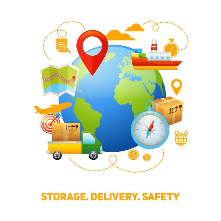 Vector Gratis ilustrasi desain konsep global logistik