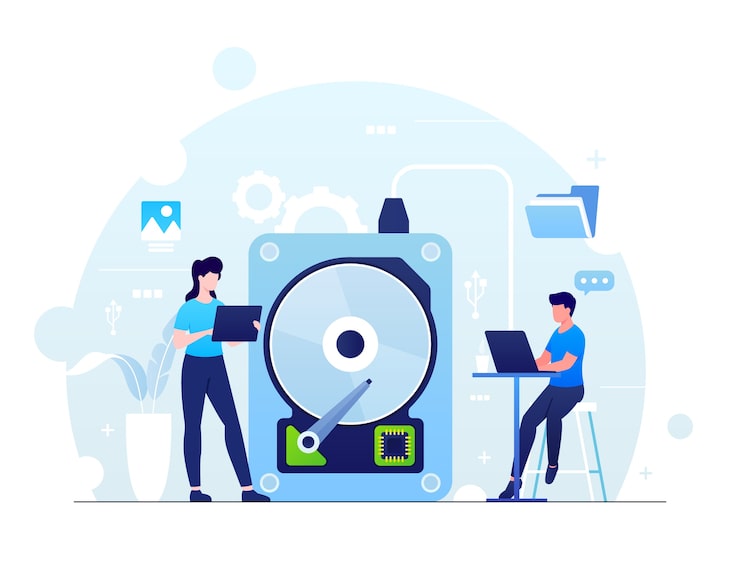 Vector Gratis ilustrasi hard drive gradien